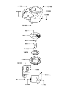 Kawasaki Fr730v-As21 Cooling Equipment Diagram and Parts List for Z-FORCESZ48 (17AIDGHB-17AIDGHB010)(2015) Cub Cadet Lawn Tractor
